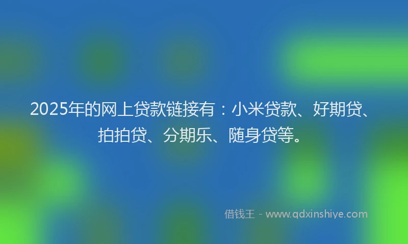 2025年的网上贷款链接有：小米贷款、好期贷、拍拍贷、分期乐、随身贷等。