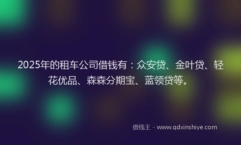2025年的租车公司借钱有：众安贷、金叶贷、轻花优品、森森分期宝、蓝领贷等。