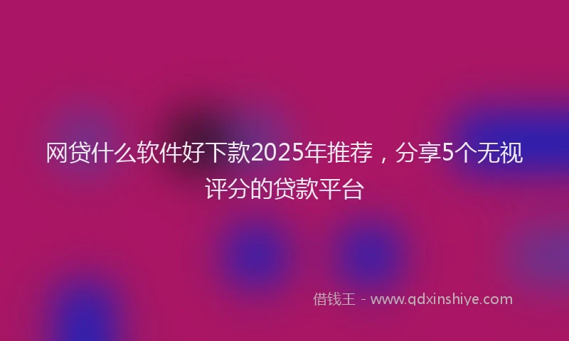 网贷什么软件好下款2025年推荐，分享5个无视评分的贷款平台