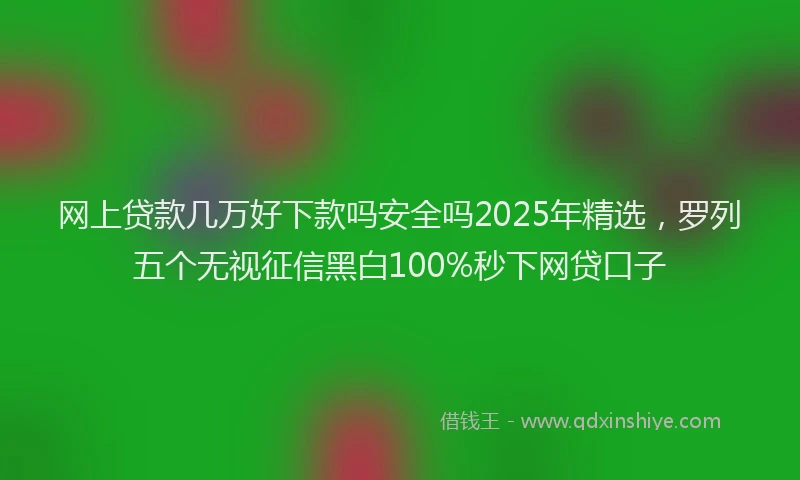 网上贷款几万好下款吗安全吗2025年精选，罗列五个无视征信黑白100%秒下网贷口子