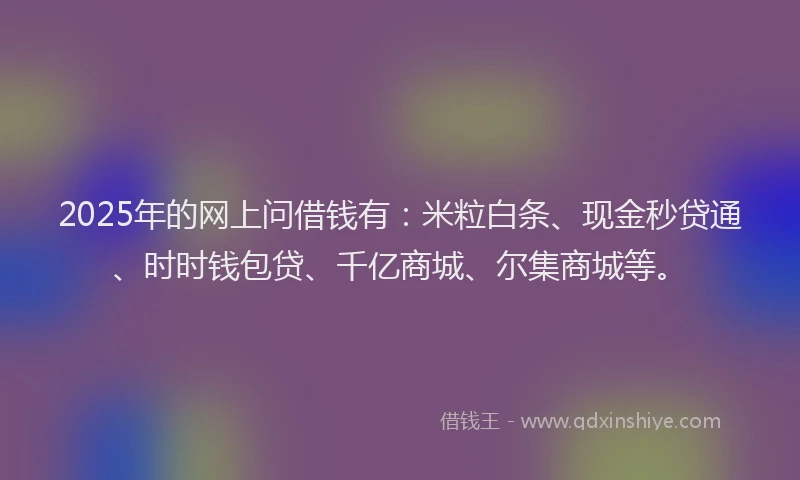 2025年的网上问借钱有：米粒白条、现金秒贷通、时时钱包贷、千亿商城、尔集商城等。