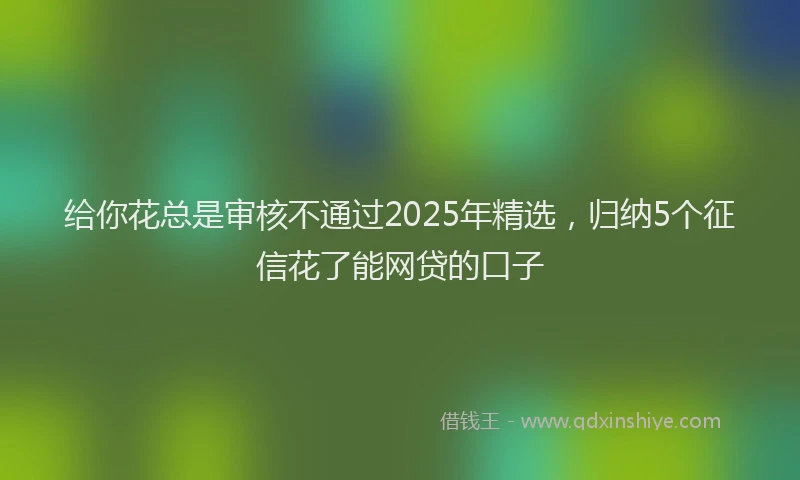 给你花总是审核不通过2025年精选，归纳5个征信花了能网贷的口子