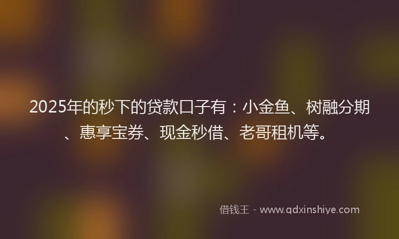 2025年的秒下的贷款口子有：小金鱼、树融分期、惠享宝券、现金秒借、老哥租机等。