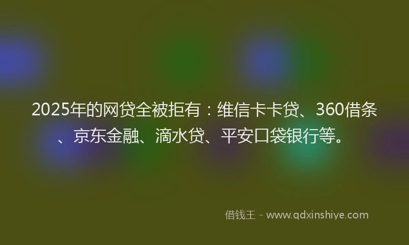 2025年的网贷全被拒有：维信卡卡贷、360借条、京东金融、滴水贷、平安口袋银行等。