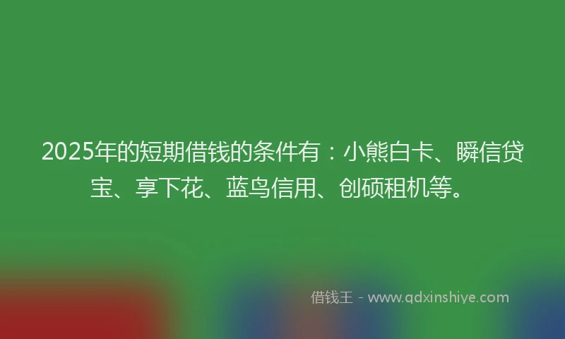 2025年的短期借钱的条件有：小熊白卡、瞬信贷宝、享下花、蓝鸟信用、创硕租机等。