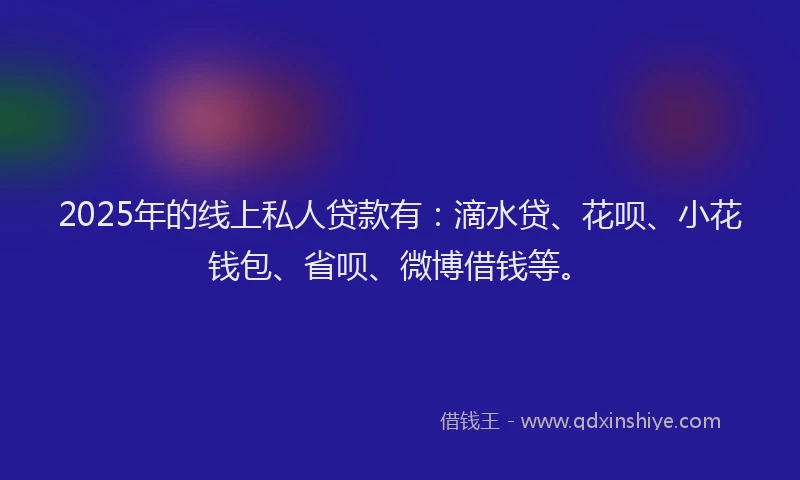 2025年的线上私人贷款有：滴水贷、花呗、小花钱包、省呗、微博借钱等。