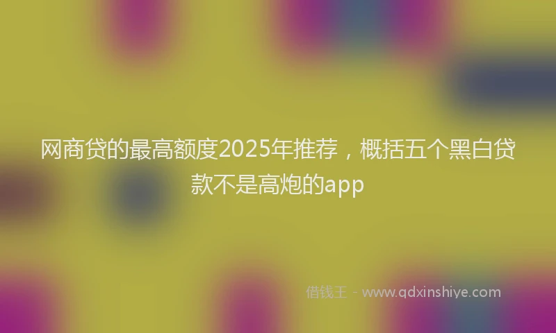 网商贷的最高额度2025年推荐，概括五个黑白贷款不是高炮的app