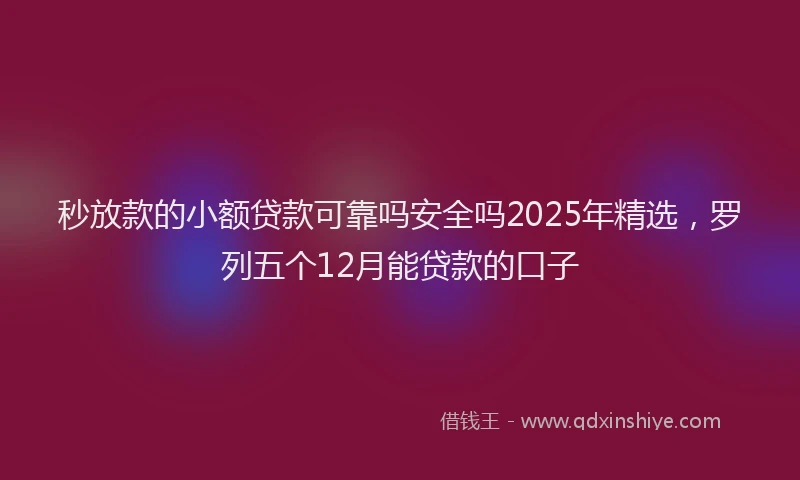 秒放款的小额贷款可靠吗安全吗2025年精选，罗列五个12月能贷款的口子