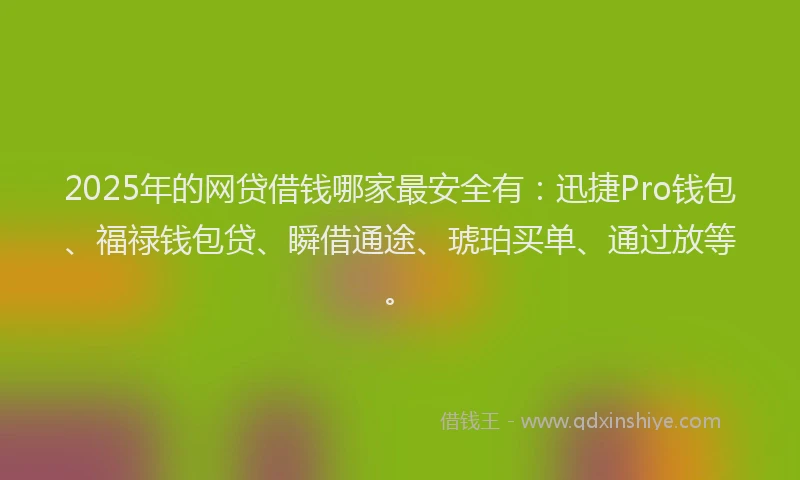 2025年的网贷借钱哪家最安全有：迅捷Pro钱包、福禄钱包贷、瞬借通途、琥珀买单、通过放等。