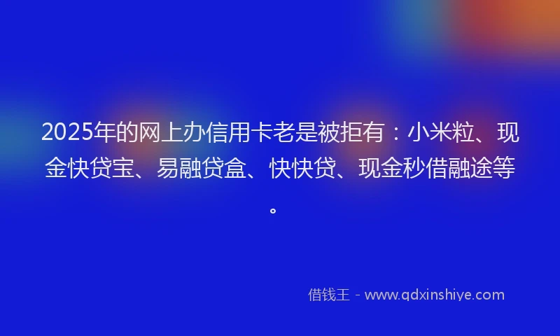 2025年的网上办信用卡老是被拒有：小米粒、现金快贷宝、易融贷盒、快快贷、现金秒借融途等。