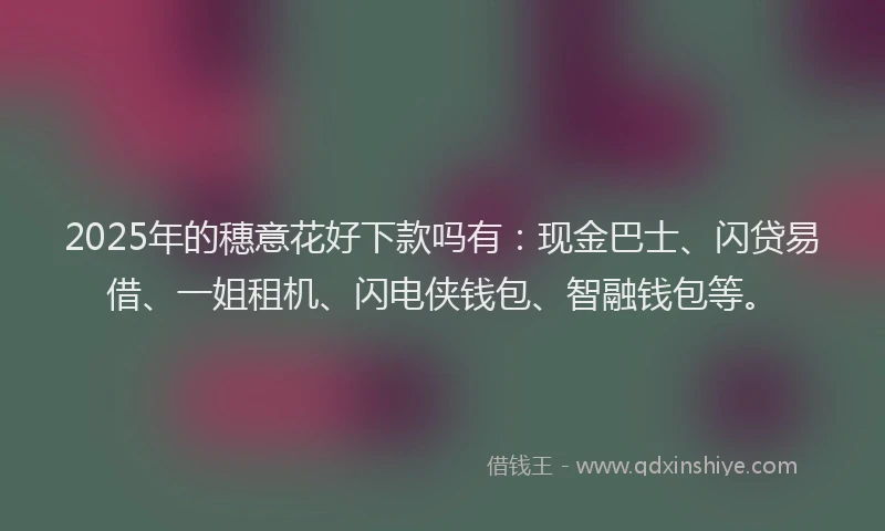 2025年的穗意花好下款吗有：现金巴士、闪贷易借、一姐租机、闪电侠钱包、智融钱包等。
