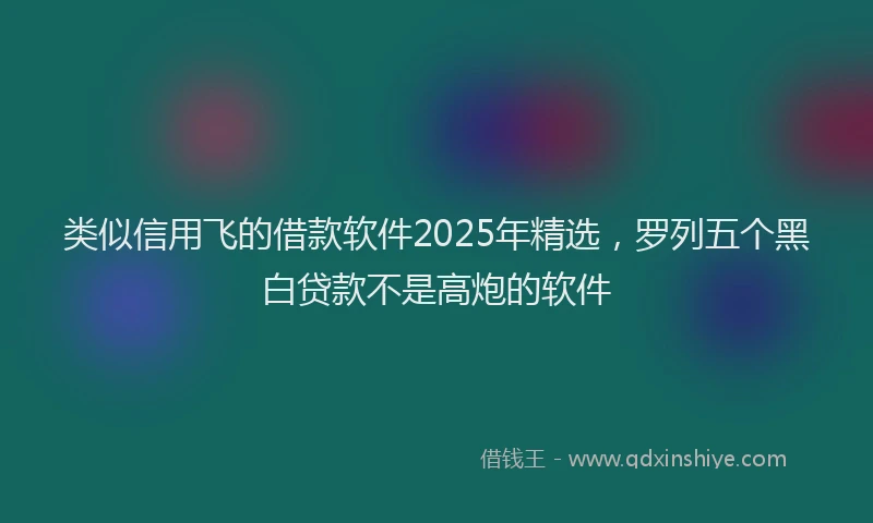 类似信用飞的借款软件2025年精选，罗列五个黑白贷款不是高炮的软件