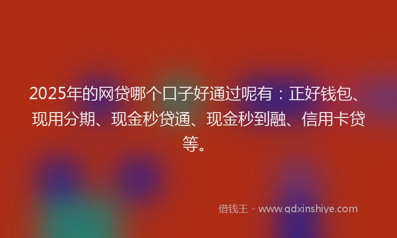 2025年的网贷哪个口子好通过呢有：正好钱包、现用分期、现金秒贷通、现金秒到融、信用卡贷等。