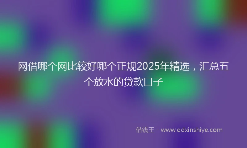 网借哪个网比较好哪个正规2025年精选，汇总五个放水的贷款口子