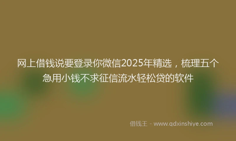 网上借钱说要登录你微信2025年精选，梳理五个急用小钱不求征信流水轻松贷的软件