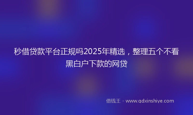 秒借贷款平台正规吗2025年精选，整理五个不看黑白户下款的网贷