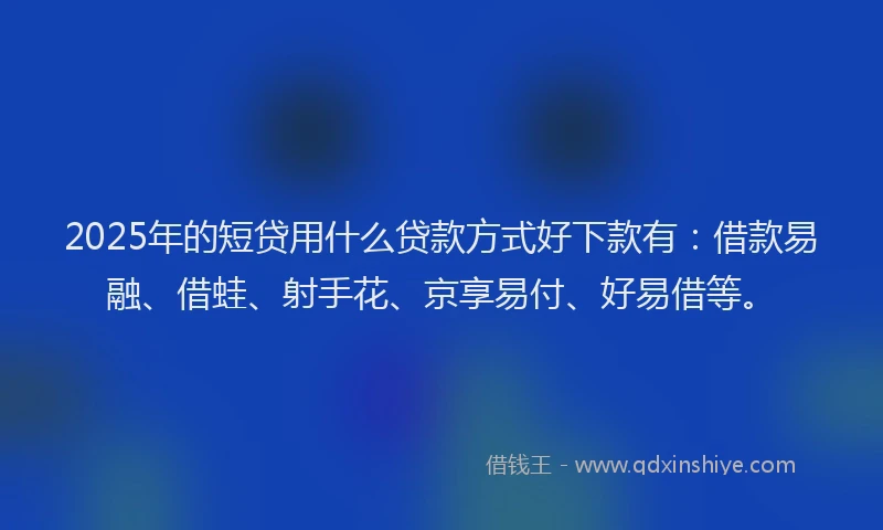 2025年的短贷用什么贷款方式好下款有：借款易融、借蛙、射手花、京享易付、好易借等。