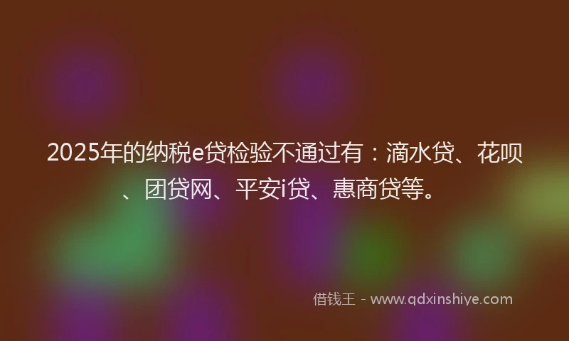 2025年的纳税e贷检验不通过有：滴水贷、花呗、团贷网、平安i贷、惠商贷等。