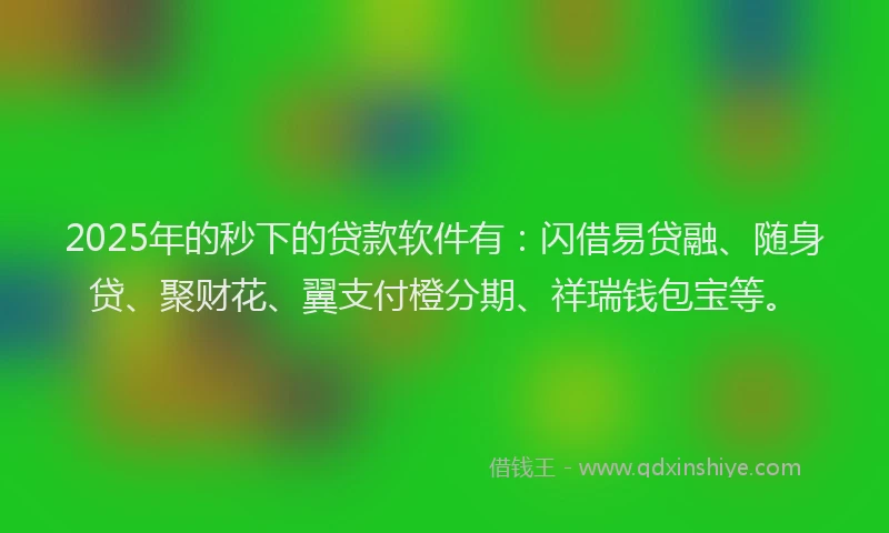 2025年的秒下的贷款软件有：闪借易贷融、随身贷、聚财花、翼支付橙分期、祥瑞钱包宝等。