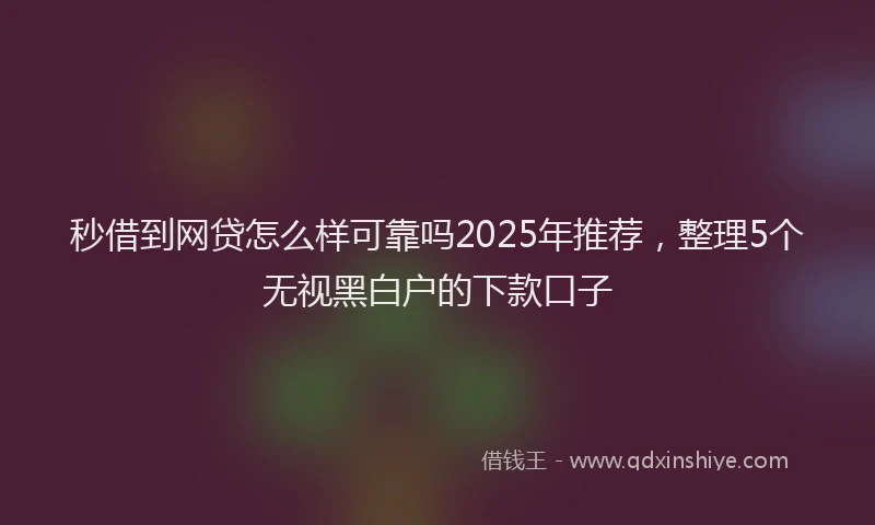 秒借到网贷怎么样可靠吗2025年推荐，整理5个无视黑白户的下款口子