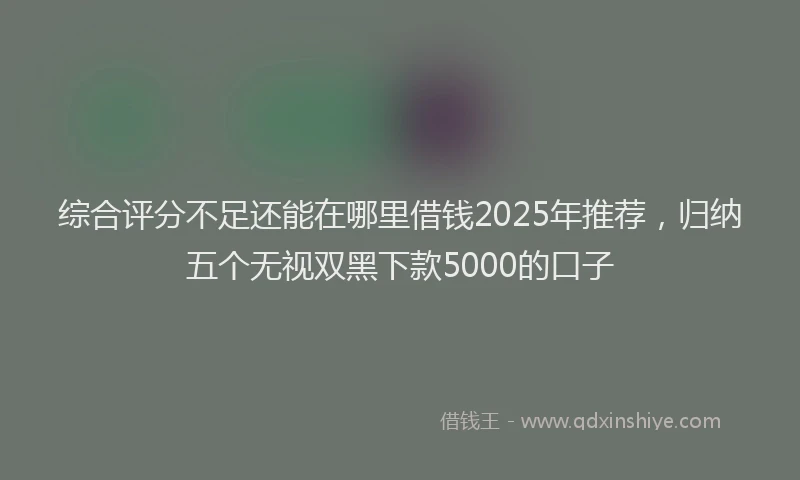 综合评分不足还能在哪里借钱2025年推荐，归纳五个无视双黑下款5000的口子
