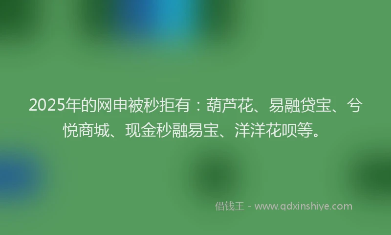 2025年的网申被秒拒有：葫芦花、易融贷宝、兮悦商城、现金秒融易宝、洋洋花呗等。
