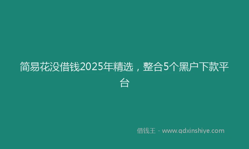 简易花没借钱2025年精选，整合5个黑户下款平台