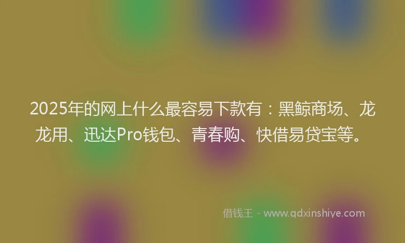 2025年的网上什么最容易下款有：黑鲸商场、龙龙用、迅达Pro钱包、青春购、快借易贷宝等。