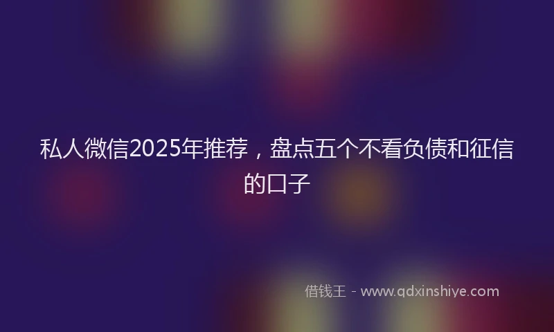 私人微信2025年推荐，盘点五个不看负债和征信的口子
