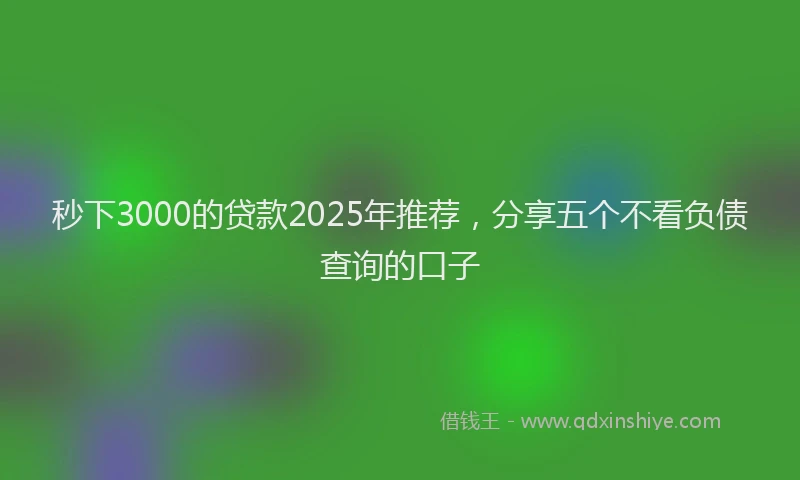 秒下3000的贷款2025年推荐，分享五个不看负债查询的口子
