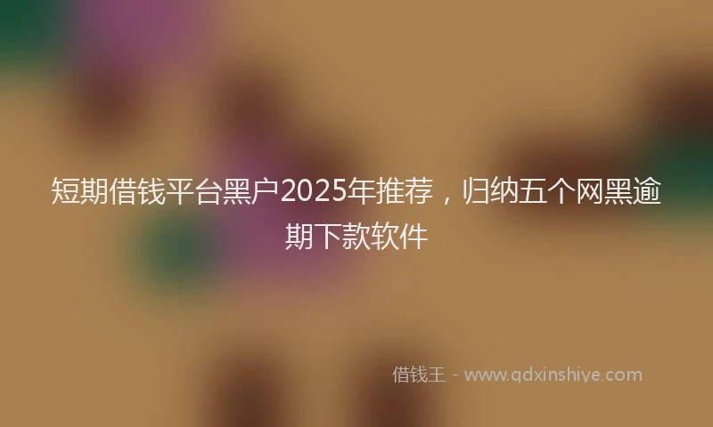 短期借钱平台黑户2025年推荐，归纳五个网黑逾期下款软件