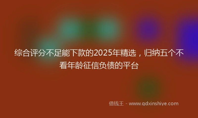 综合评分不足能下款的2025年精选，归纳五个不看年龄征信负债的平台