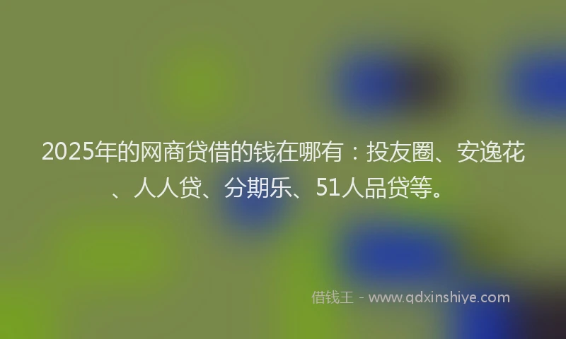2025年的网商贷借的钱在哪有：投友圈、安逸花、人人贷、分期乐、51人品贷等。
