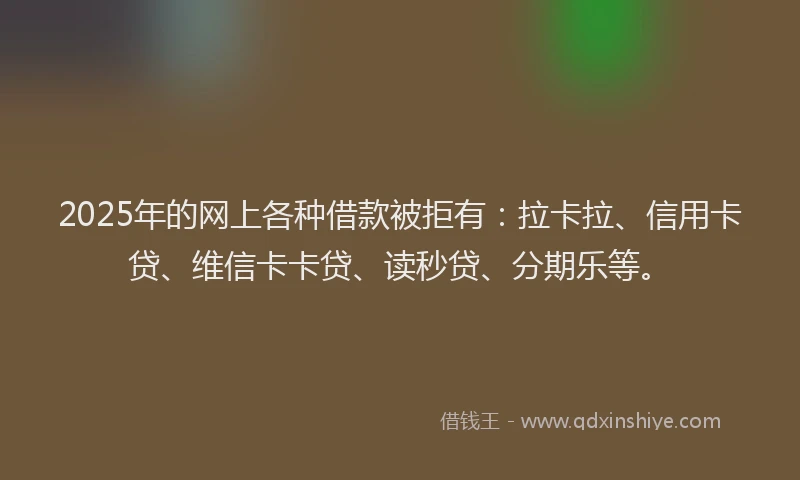 2025年的网上各种借款被拒有：拉卡拉、信用卡贷、维信卡卡贷、读秒贷、分期乐等。