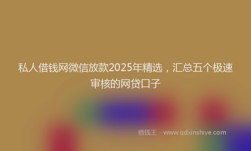 私人借钱网微信放款2025年精选，汇总五个极速审核的网贷口子