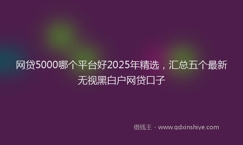 网贷5000哪个平台好2025年精选，汇总五个最新无视黑白户网贷口子