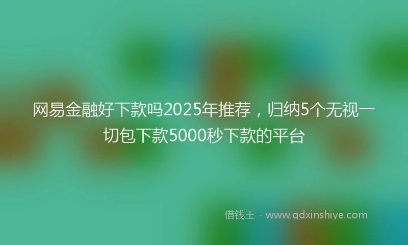 网易金融好下款吗2025年推荐，归纳5个无视一切包下款5000秒下款的平台
