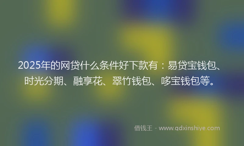 2025年的网贷什么条件好下款有：易贷宝钱包、时光分期、融享花、翠竹钱包、哆宝钱包等。