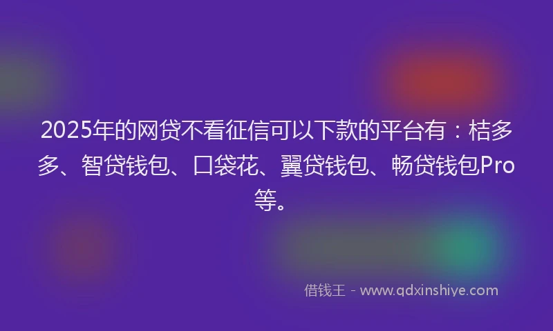 2025年的网贷不看征信可以下款的平台有：桔多多、智贷钱包、口袋花、翼贷钱包、畅贷钱包Pro等。