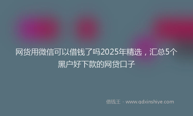 网货用微信可以借钱了吗2025年精选，汇总5个黑户好下款的网贷口子