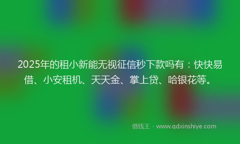 2025年的租小新能无视征信秒下款吗有：快快易借、小安租机、天天金、掌上贷、哈银花等。
