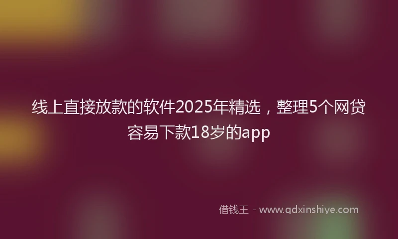 线上直接放款的软件2025年精选，整理5个网贷容易下款18岁的app