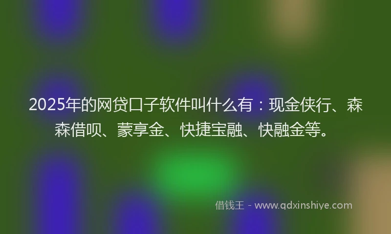 2025年的网贷口子软件叫什么有：现金侠行、森森借呗、蒙享金、快捷宝融、快融金等。