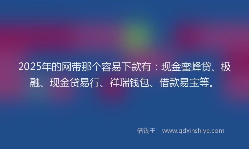 2025年的网带那个容易下款有：现金蜜蜂贷、极融、现金贷易行、祥瑞钱包、借款易宝等。