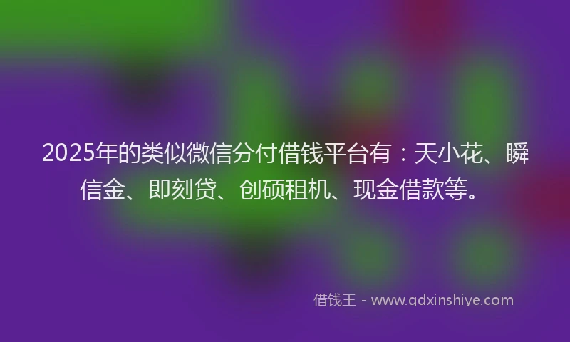 2025年的类似微信分付借钱平台有：天小花、瞬信金、即刻贷、创硕租机、现金借款等。