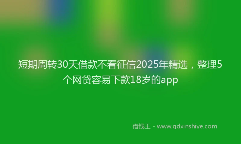 短期周转30天借款不看征信2025年精选，整理5个网贷容易下款18岁的app