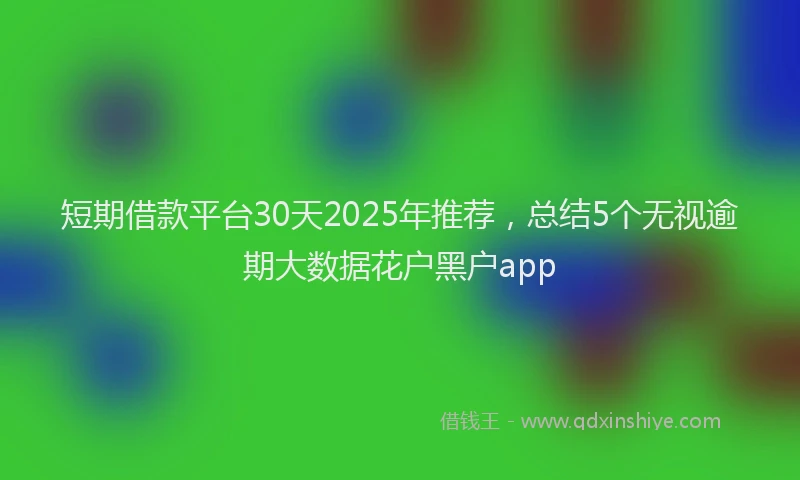 短期借款平台30天2025年推荐，总结5个无视逾期大数据花户黑户app