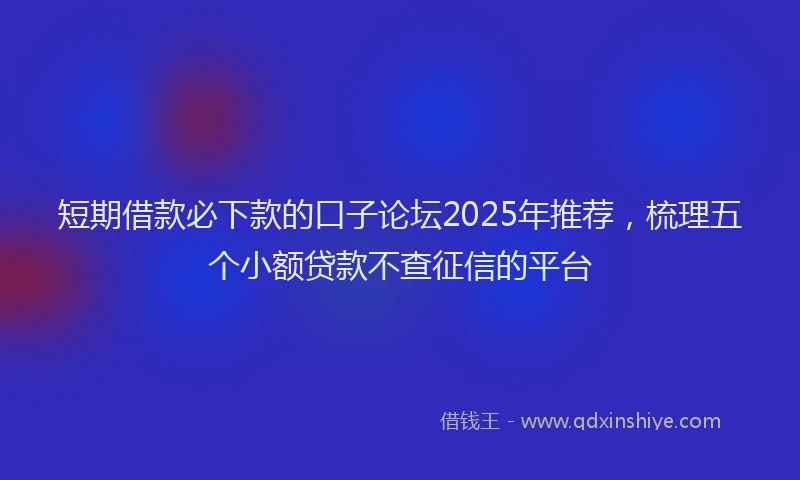 短期借款必下款的口子论坛2025年推荐，梳理五个小额贷款不查征信的平台