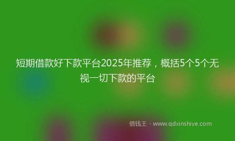 短期借款好下款平台2025年推荐，概括5个5个无视一切下款的平台