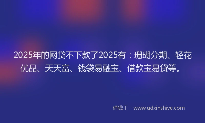 2025年的网贷不下款了2025有：珊瑚分期、轻花优品、天天富、钱袋易融宝、借款宝易贷等。